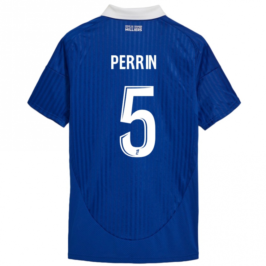 Hombre Fútbol Camiseta Lucas Perrin #5 Azul Blanco 1ª Equipación 2024/25