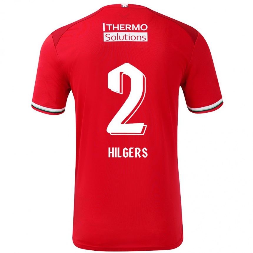 Hombre Fútbol Camiseta Mees Hilgers #2 Rojo Blanco 1ª Equipación 2024/25