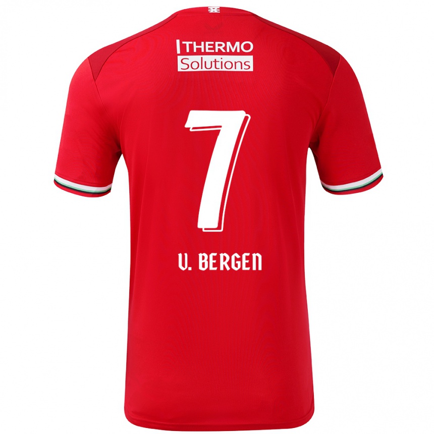 Hombre Fútbol Camiseta Mitchell Van Bergen #7 Rojo Blanco 1ª Equipación 2024/25