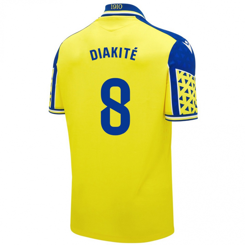 Hombre Fútbol Camiseta Moussa Diakité #8 Amarillo Azul 1ª Equipación 2024/25