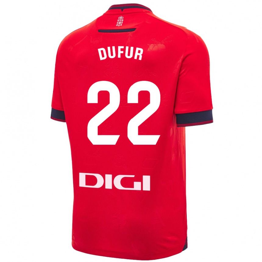 Hombre Fútbol Camiseta Ander Dufur #22 Rojo Blanco 1ª Equipación 2024/25