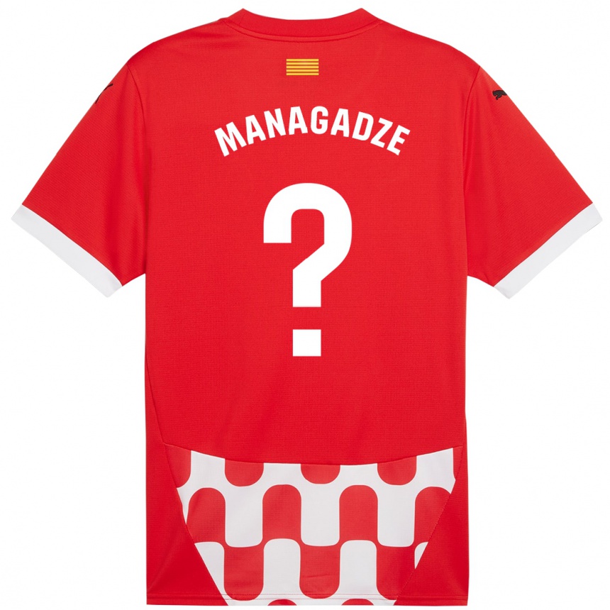 Hombre Fútbol Camiseta Luka Managadze #0 Rojo Blanco 1ª Equipación 2024/25