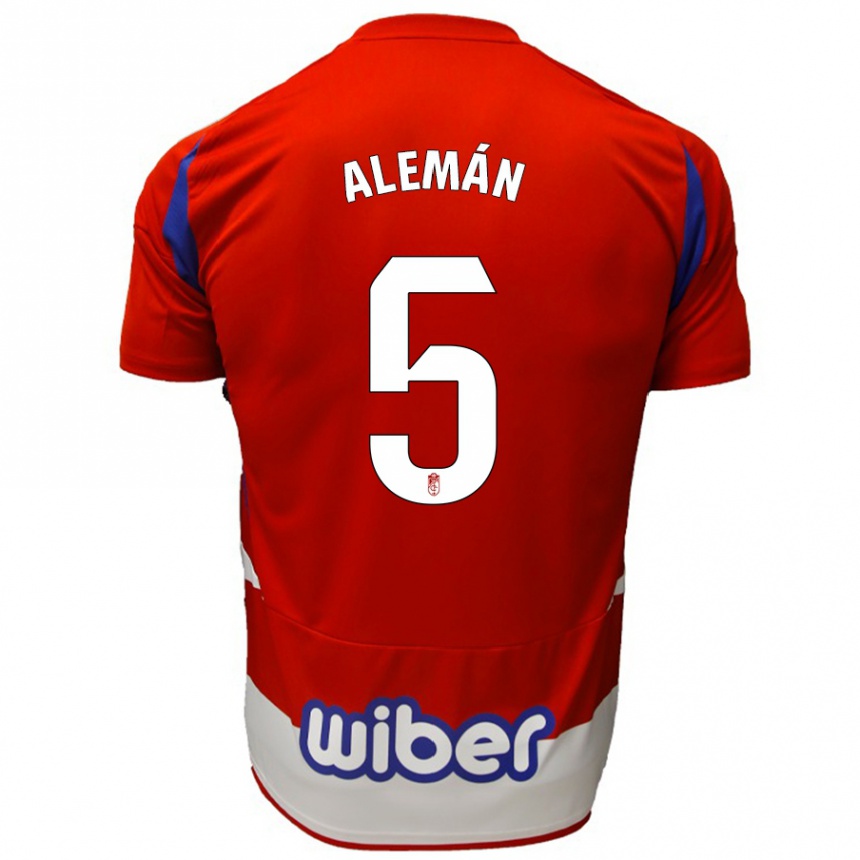 Hombre Fútbol Camiseta Carlos Alemán #5 Rojo Blanco Azul 1ª Equipación 2024/25