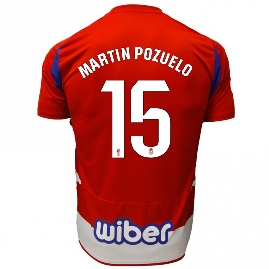 Hombre Fútbol Camiseta Esther Martin-Pozuelo #15 Rojo Blanco Azul 1ª Equipación 2024/25