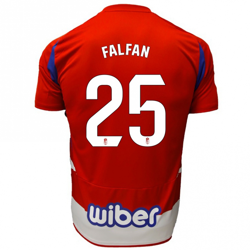 Hombre Fútbol Camiseta Daiana Falfán #25 Rojo Blanco Azul 1ª Equipación 2024/25