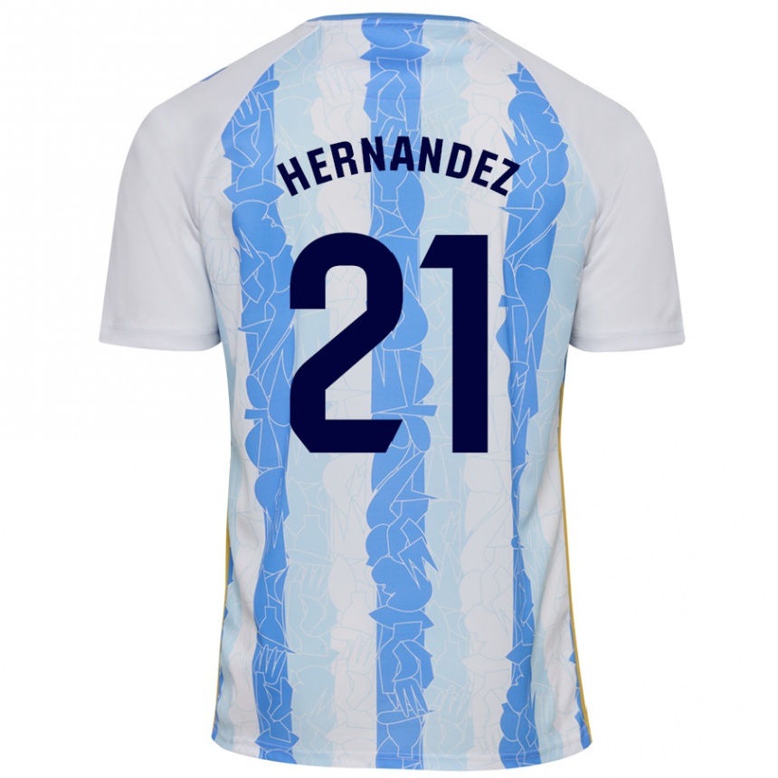 Hombre Fútbol Camiseta Juan Hernández #21 Blanco Azul 1ª Equipación 2024/25