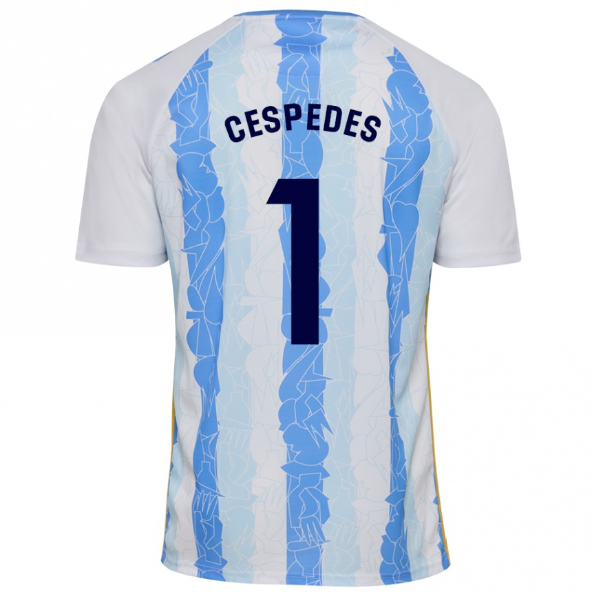 Hombre Fútbol Camiseta Andrés Céspedes #1 Blanco Azul 1ª Equipación 2024/25