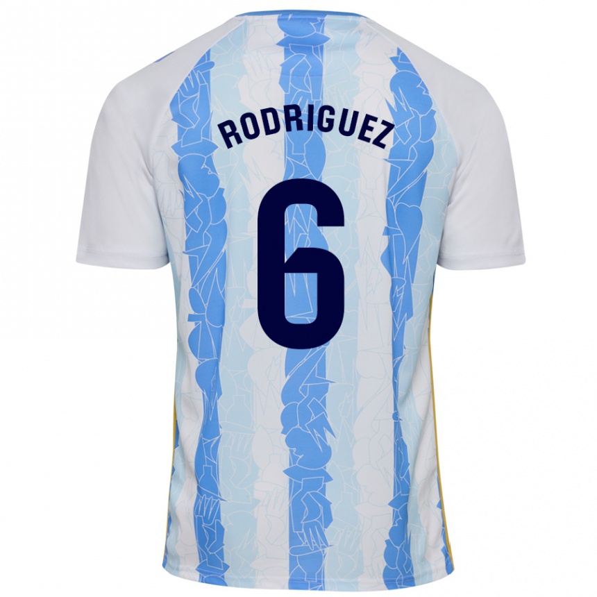 Hombre Fútbol Camiseta Rafa Rodríguez #6 Blanco Azul 1ª Equipación 2024/25