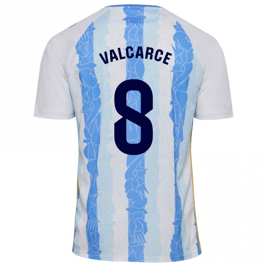 Hombre Fútbol Camiseta Alejandro Valcarce #8 Blanco Azul 1ª Equipación 2024/25