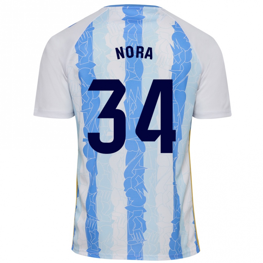 Hombre Fútbol Camiseta Nora #34 Blanco Azul 1ª Equipación 2024/25