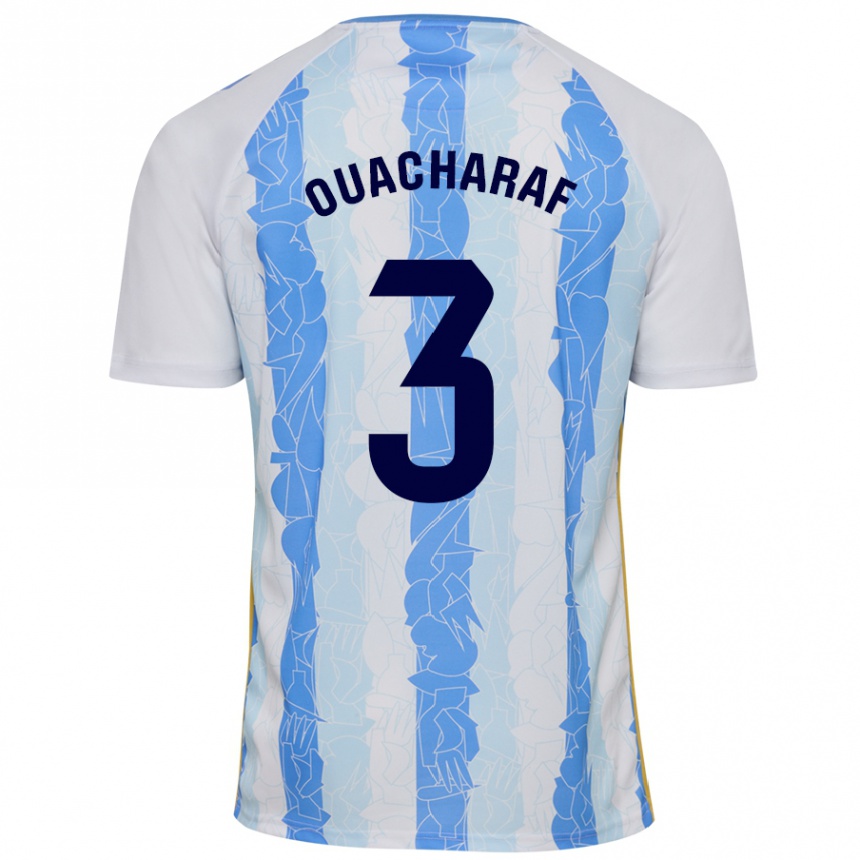 Hombre Fútbol Camiseta Bilal Ouacharaf #3 Blanco Azul 1ª Equipación 2024/25