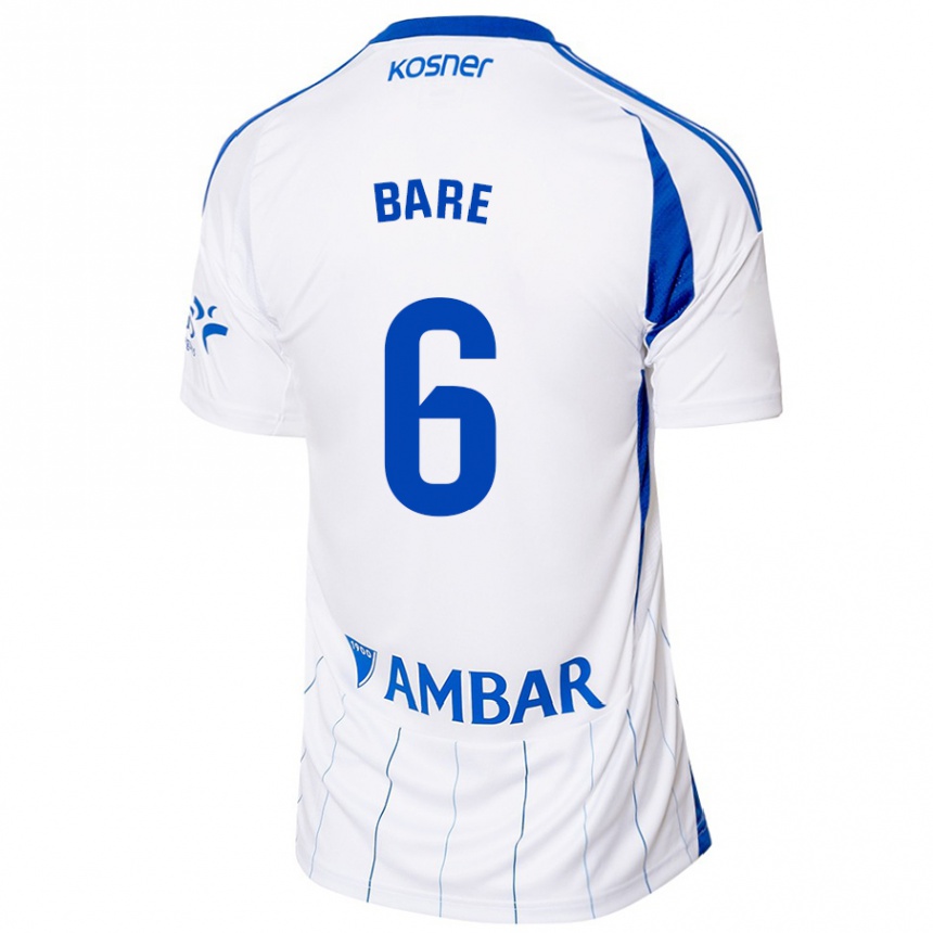 Hombre Fútbol Camiseta Keidi Bare #6 Rojo Blanco 1ª Equipación 2024/25