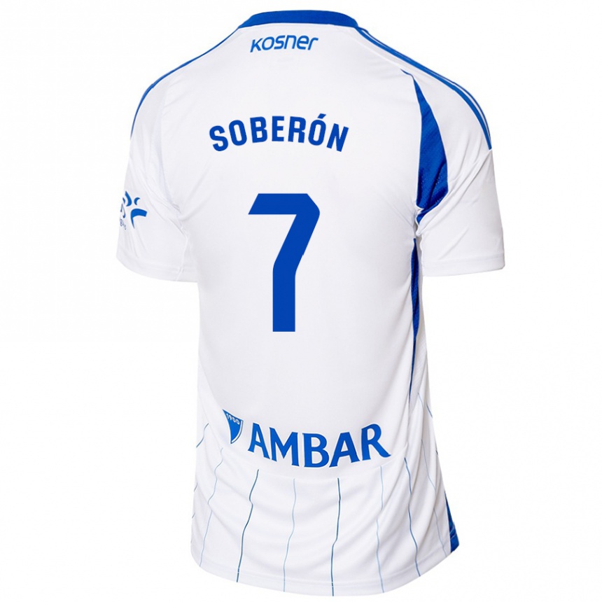 Hombre Fútbol Camiseta Mario Soberón #7 Rojo Blanco 1ª Equipación 2024/25