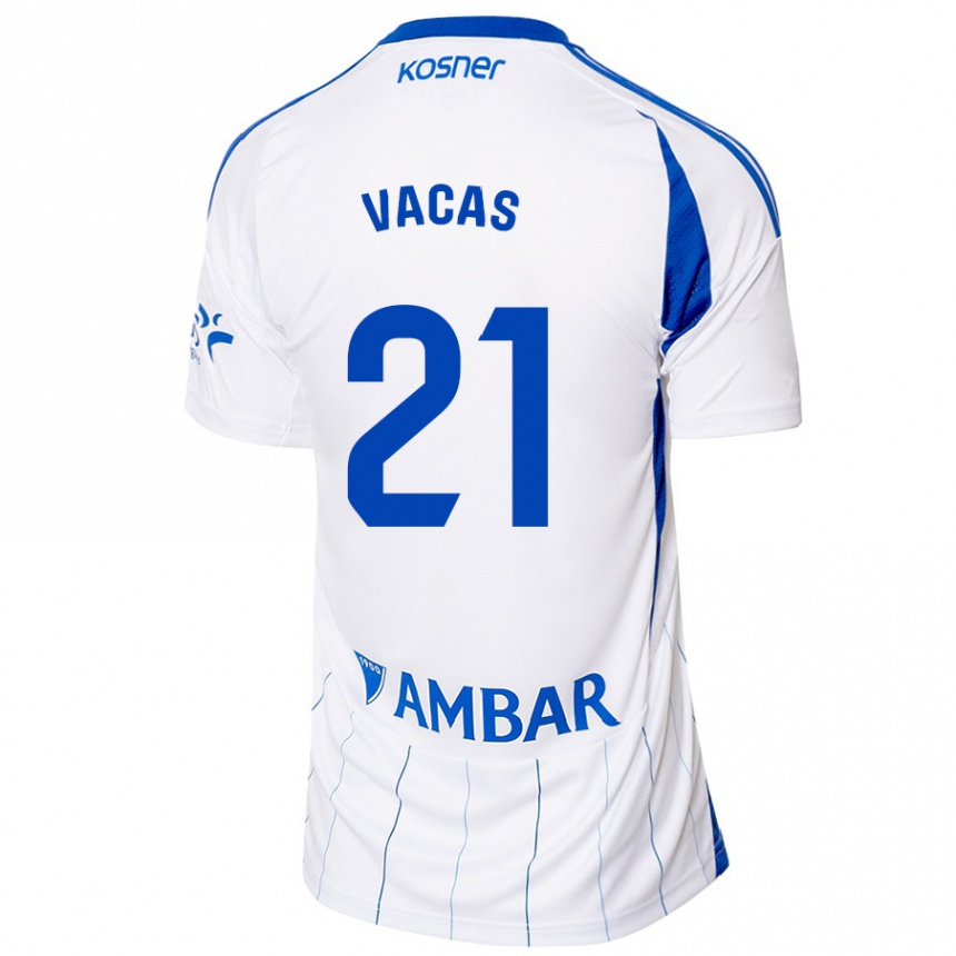 Hombre Fútbol Camiseta Óscar Vacas #21 Rojo Blanco 1ª Equipación 2024/25