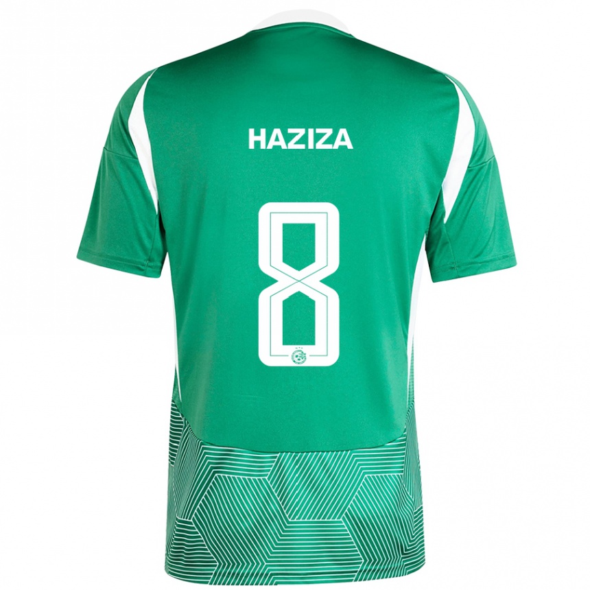 Hombre Fútbol Camiseta Dolev Haziza #8 Verde Blanco 1ª Equipación 2024/25