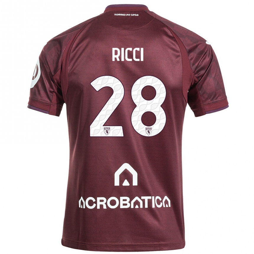 Hombre Fútbol Camiseta Samuele Ricci #28 Granate Blanco 1ª Equipación 2024/25