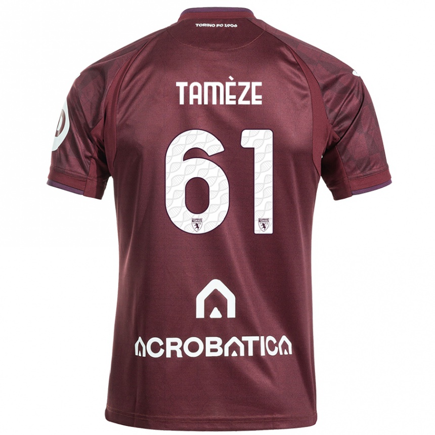 Hombre Fútbol Camiseta Adrien Tamèze #61 Granate Blanco 1ª Equipación 2024/25