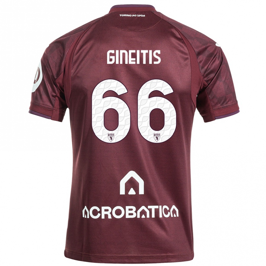 Hombre Fútbol Camiseta Gvidas Gineitis #66 Granate Blanco 1ª Equipación 2024/25