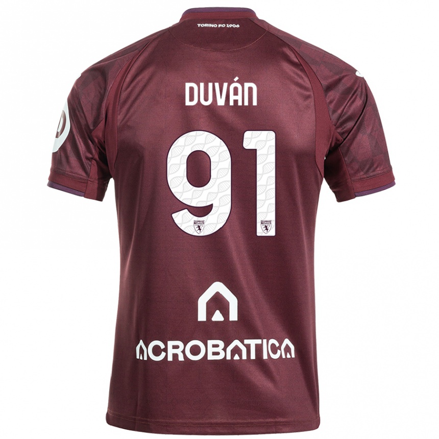 Hombre Fútbol Camiseta Duvan Zapata #91 Granate Blanco 1ª Equipación 2024/25