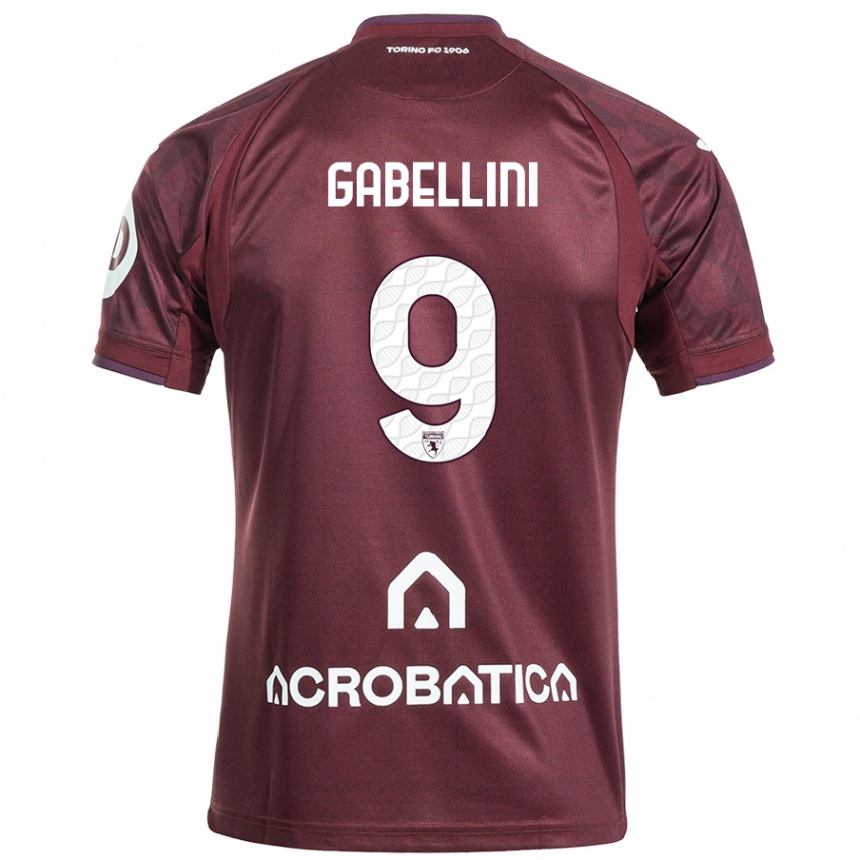 Hombre Fútbol Camiseta Tommaso Gabellini #9 Granate Blanco 1ª Equipación 2024/25