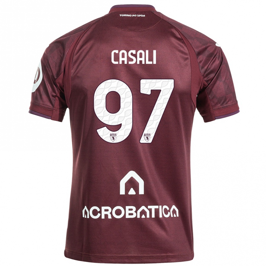 Hombre Fútbol Camiseta Michele Casali #97 Granate Blanco 1ª Equipación 2024/25