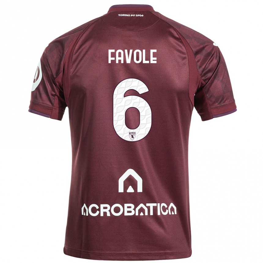 Hombre Fútbol Camiseta Stefania Favole #6 Granate Blanco 1ª Equipación 2024/25