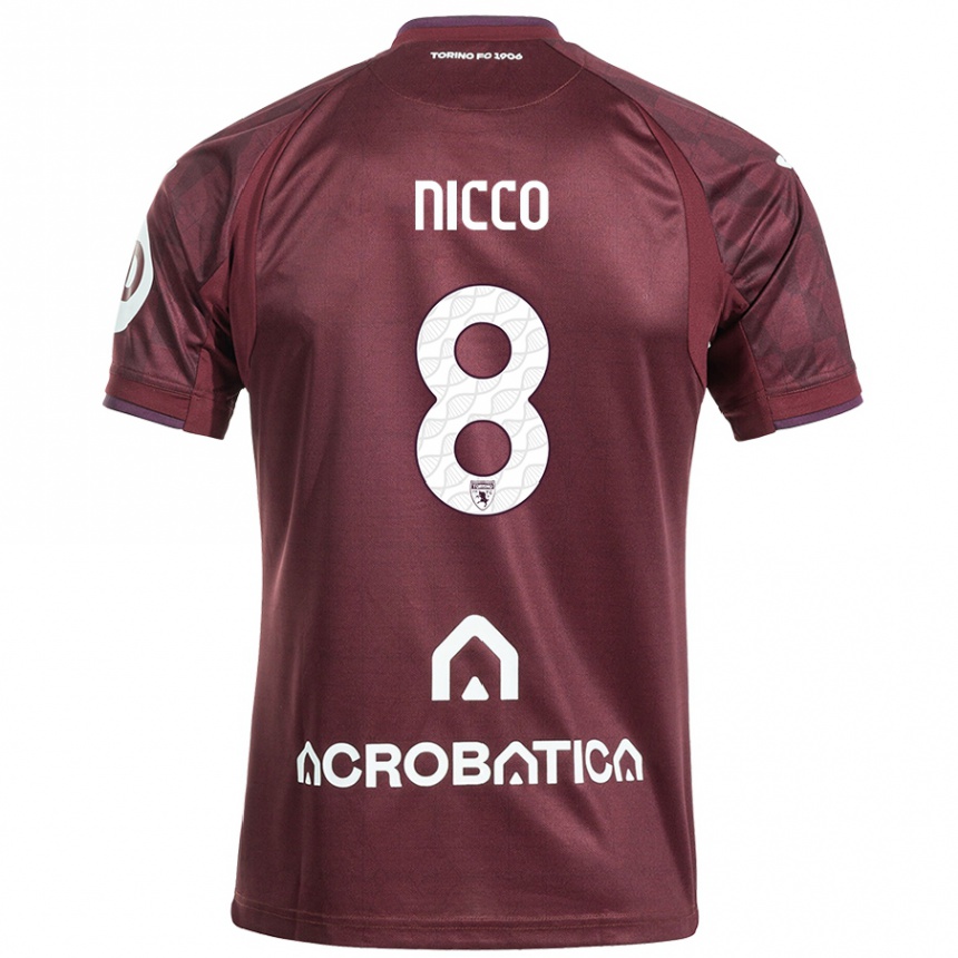 Hombre Fútbol Camiseta Giada Nicco #8 Granate Blanco 1ª Equipación 2024/25