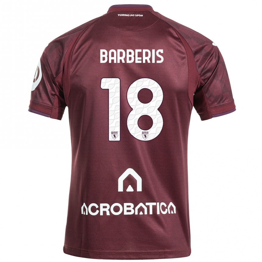 Hombre Fútbol Camiseta Laura Barberis #18 Granate Blanco 1ª Equipación 2024/25