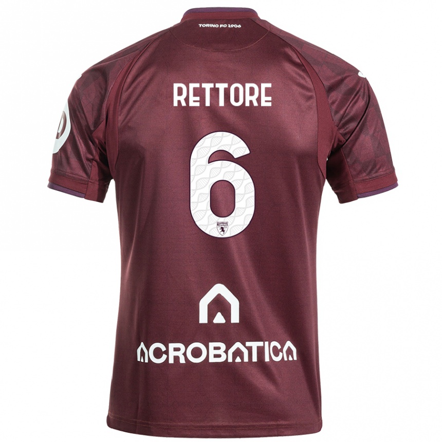 Hombre Fútbol Camiseta Mirko Rettore #6 Granate Blanco 1ª Equipación 2024/25