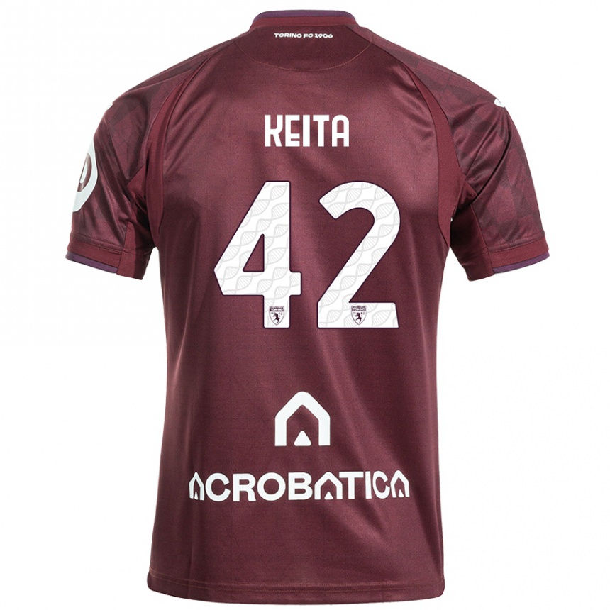 Hombre Fútbol Camiseta Karamoko Keita #42 Granate Blanco 1ª Equipación 2024/25