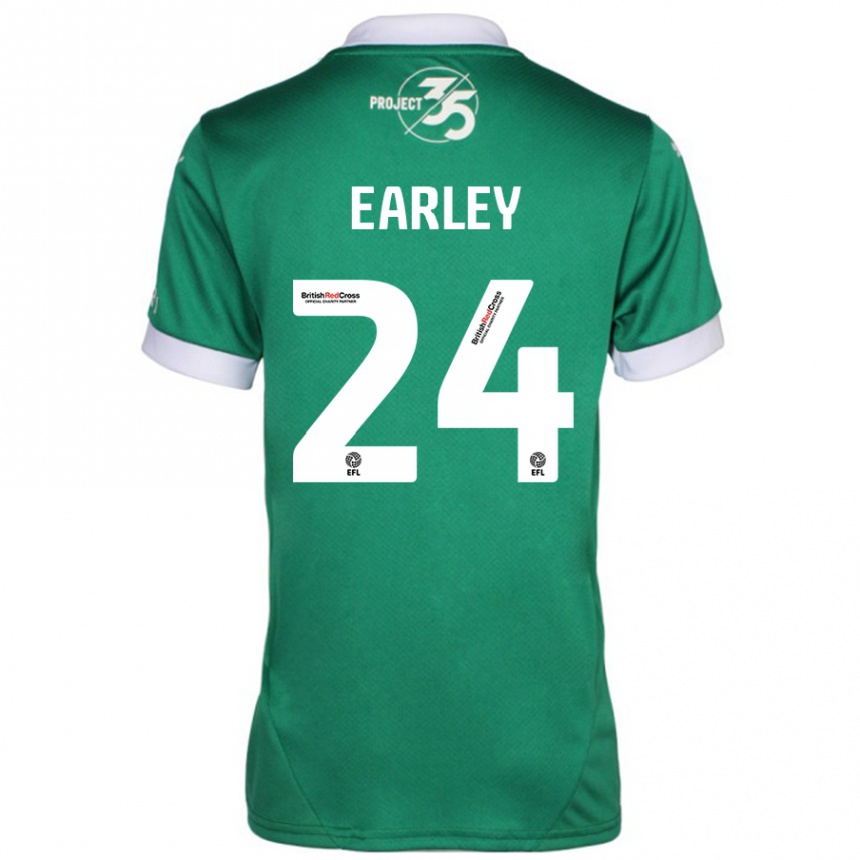 Hombre Fútbol Camiseta Saxon Earley #24 Verde Blanco 1ª Equipación 2024/25