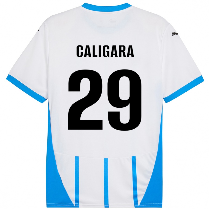 Hombre Fútbol Camiseta Fabrizio Caligara #29 Blanco Azul 2ª Equipación 2024/25