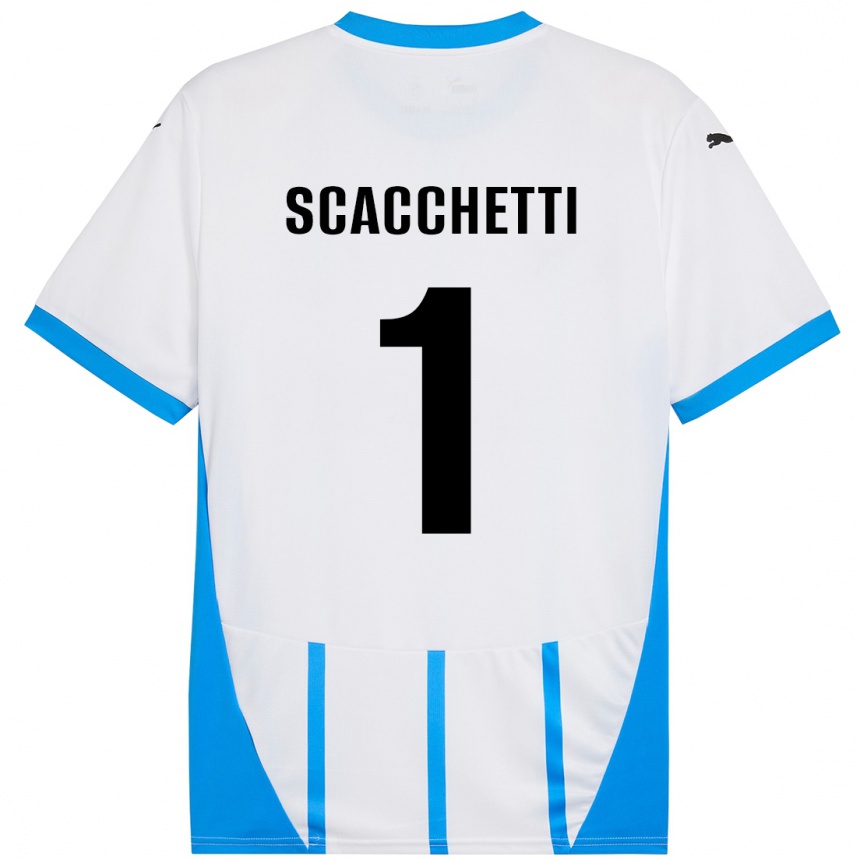 Hombre Fútbol Camiseta Alessandro Scacchetti #1 Blanco Azul 2ª Equipación 2024/25