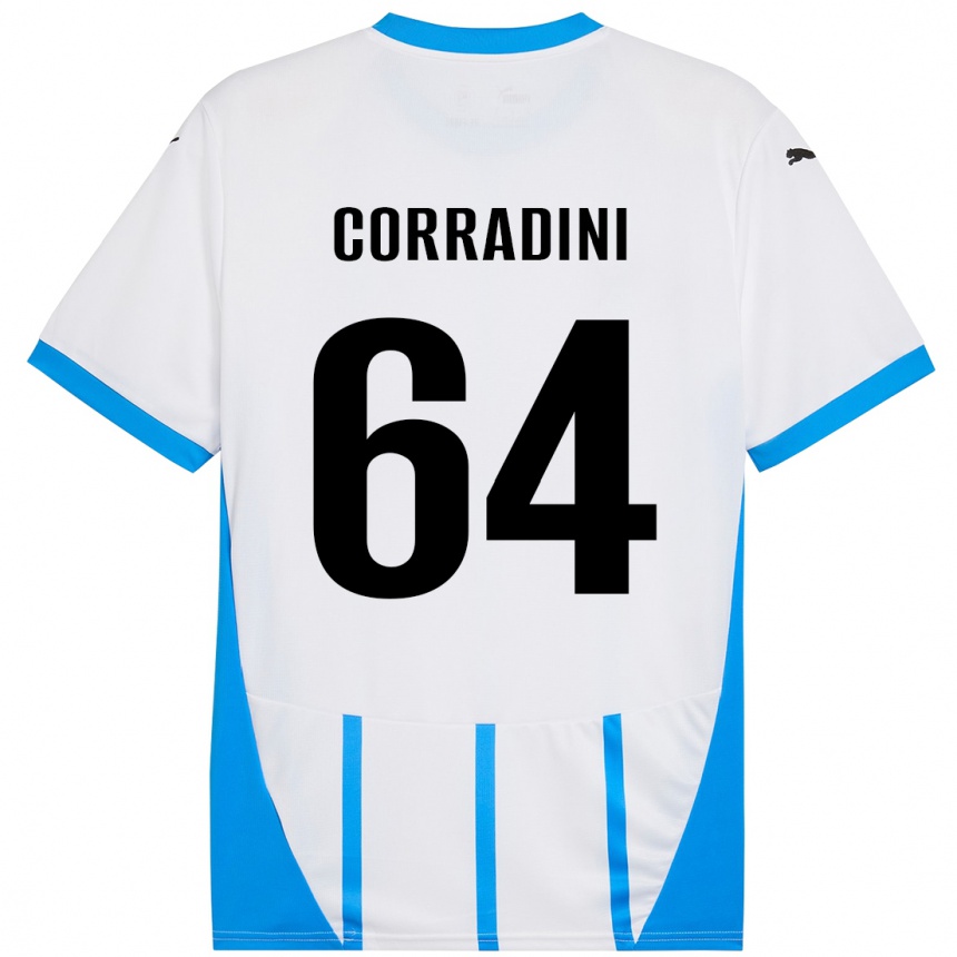 Hombre Fútbol Camiseta Francesco Corradini #64 Blanco Azul 2ª Equipación 2024/25