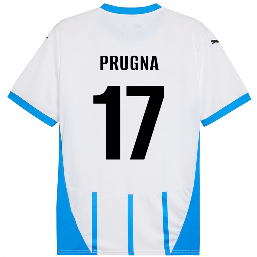 Hombre Fútbol Camiseta Cecilia Prugna #17 Blanco Azul 2ª Equipación 2024/25