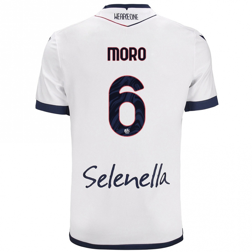 Hombre Fútbol Camiseta Nikola Moro #6 Blanco Azul Real 2ª Equipación 2024/25