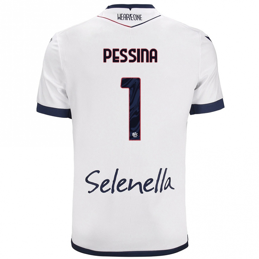 Hombre Fútbol Camiseta Massimo Pessina #1 Blanco Azul Real 2ª Equipación 2024/25