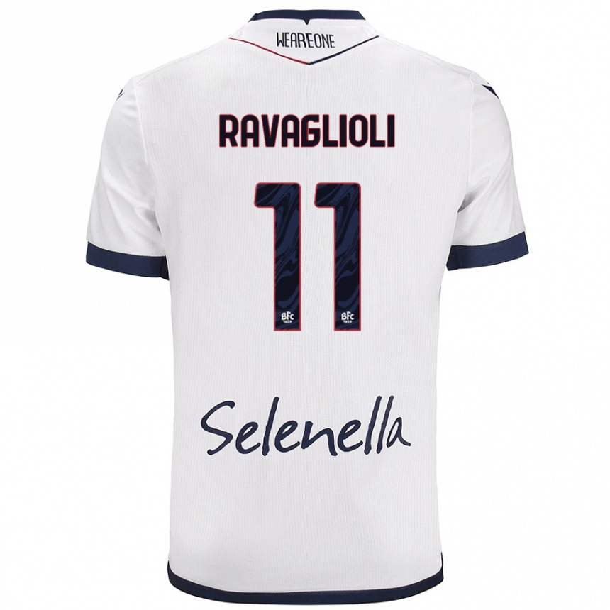 Hombre Fútbol Camiseta Tommaso Ravaglioli #11 Blanco Azul Real 2ª Equipación 2024/25