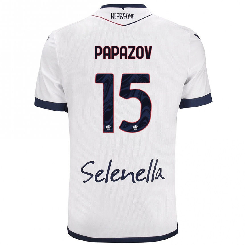 Hombre Fútbol Camiseta Dimitar Papazov #15 Blanco Azul Real 2ª Equipación 2024/25