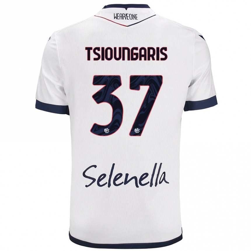 Hombre Fútbol Camiseta Theodoros Tsioungaris #37 Blanco Azul Real 2ª Equipación 2024/25