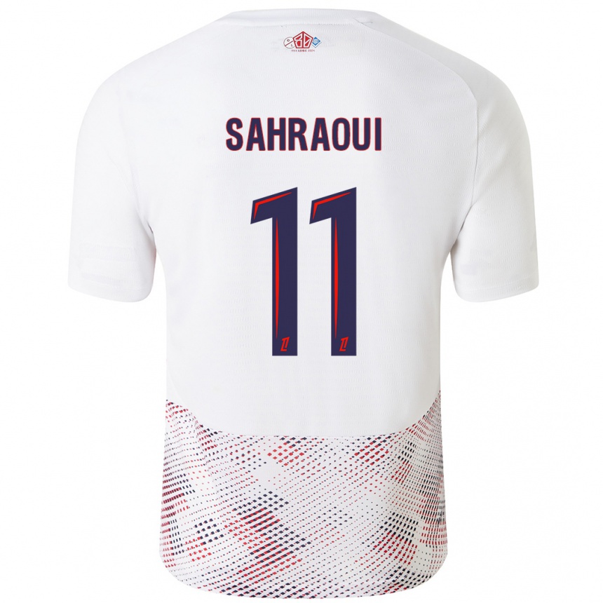 Hombre Fútbol Camiseta Osame Sahraoui #11 Blanco Azul Real 2ª Equipación 2024/25