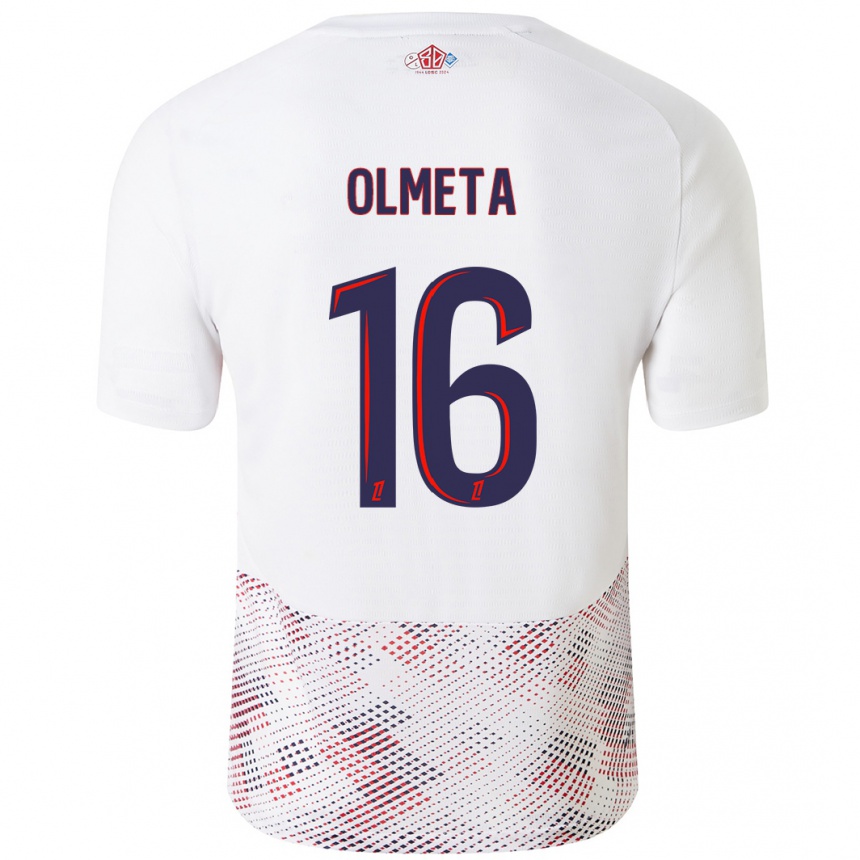 Hombre Fútbol Camiseta Lisandru Olmeta #16 Blanco Azul Real 2ª Equipación 2024/25