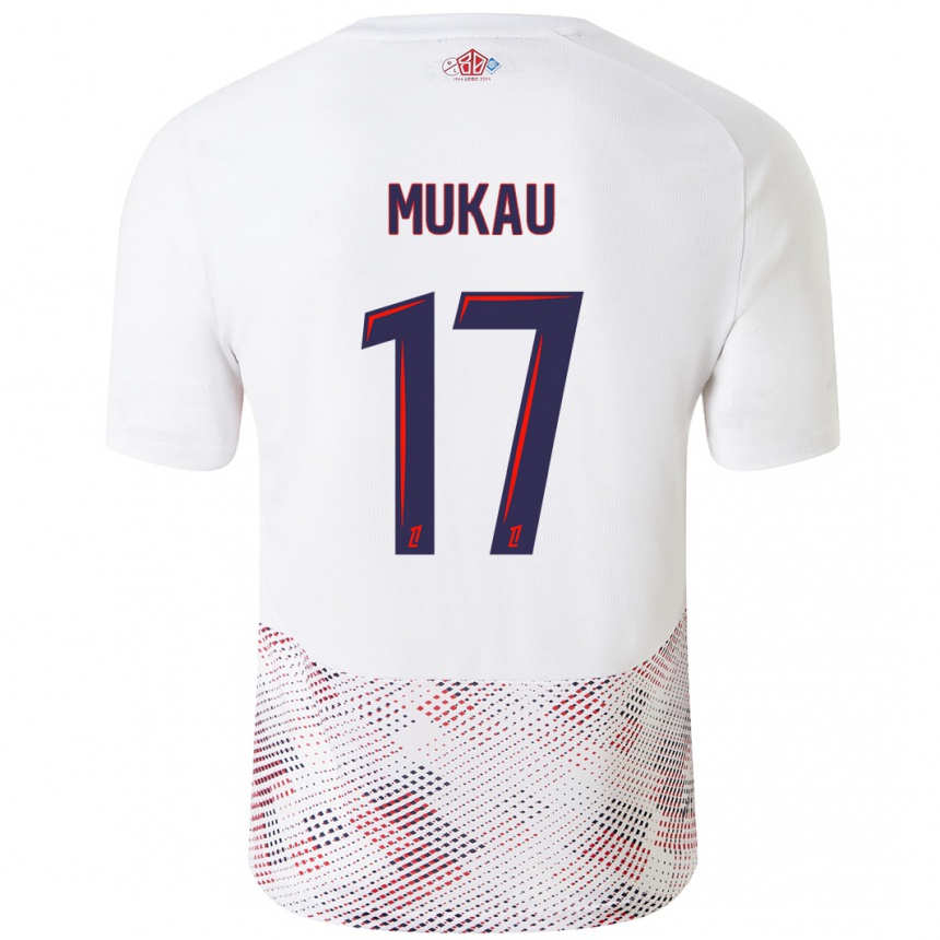 Hombre Fútbol Camiseta Ngal'ayel Mukau #17 Blanco Azul Real 2ª Equipación 2024/25