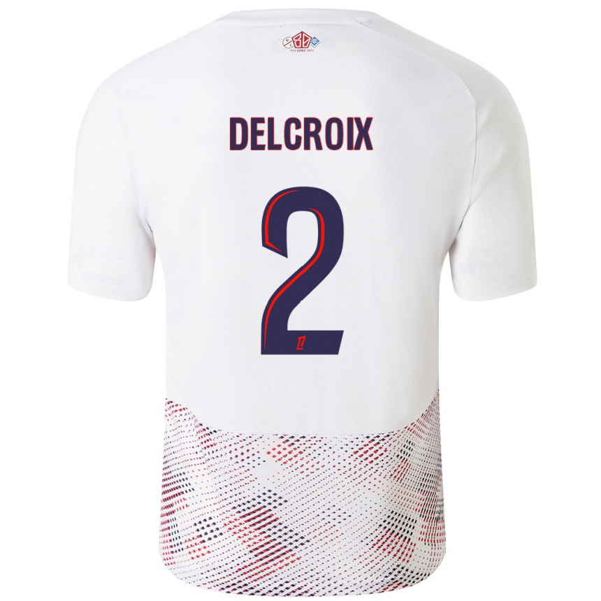 Hombre Fútbol Camiseta Céleste Delcroix #2 Blanco Azul Real 2ª Equipación 2024/25