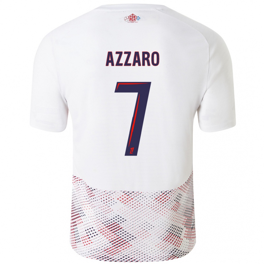 Hombre Fútbol Camiseta Lorena Azzaro #7 Blanco Azul Real 2ª Equipación 2024/25