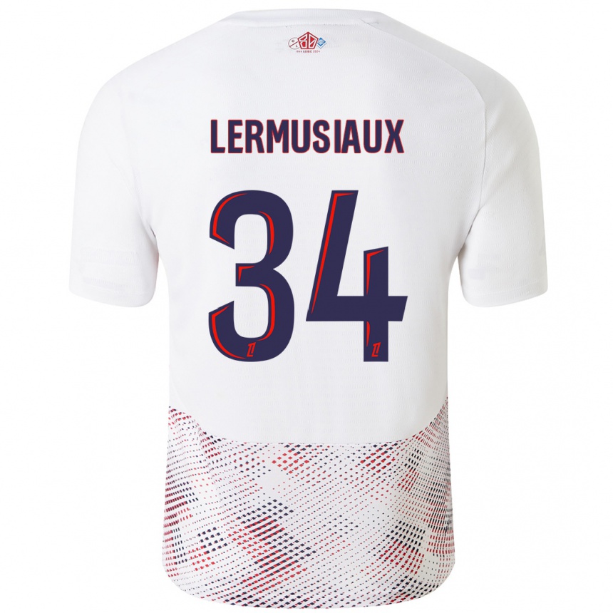 Hombre Fútbol Camiseta Chrystal Lermusiaux #34 Blanco Azul Real 2ª Equipación 2024/25