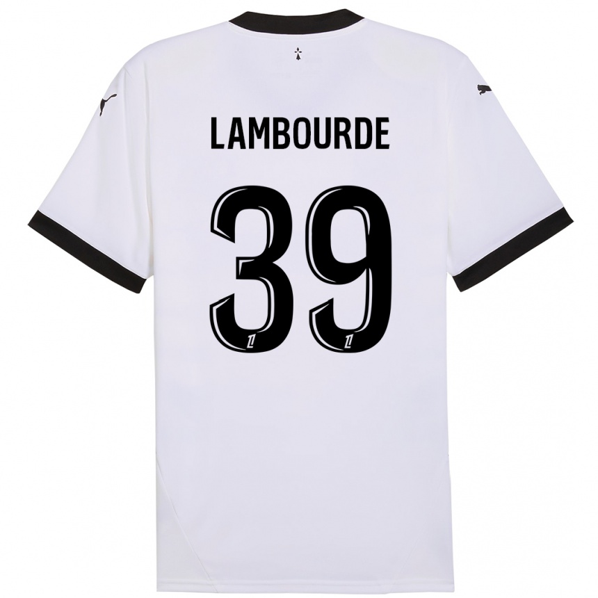 Hombre Fútbol Camiseta Mathis Lambourde #39 Blanco Negro 2ª Equipación 2024/25