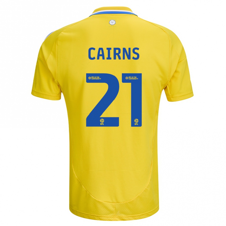 Hombre Fútbol Camiseta Alex Cairns #21 Amarillo Azul 2ª Equipación 2024/25