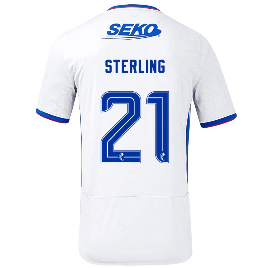 Hombre Fútbol Camiseta Dujon Sterling #21 Blanco Azul 2ª Equipación 2024/25