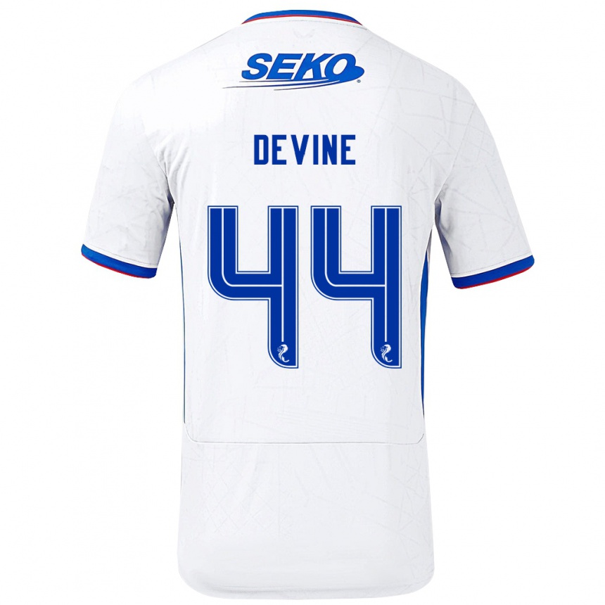 Hombre Fútbol Camiseta Adam Devine #44 Blanco Azul 2ª Equipación 2024/25